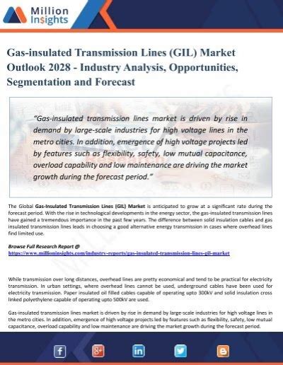 Gas Insulated Transmission Lines GIL Market Sales Market Overview