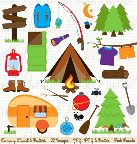 Camping Clip Art Camping Clipart Camping Invitation or - Etsy