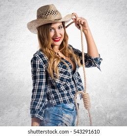 Sexy Blonde Woman Cowgirl On Textured Stock Photo 543291610 Shutterstock