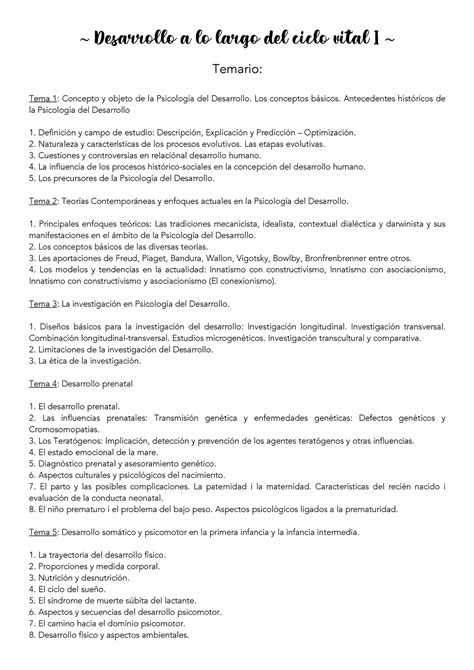 Tema 1 Apuntes Psicología Del Desarrollo A Lo Largo Del Ciclo Vital I