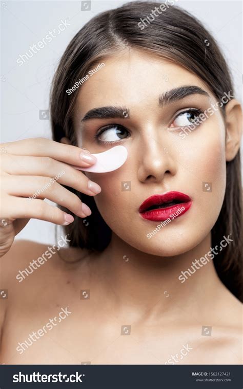 Beautiful Woman Naked Shoulders Red Lips Stock Photo Shutterstock