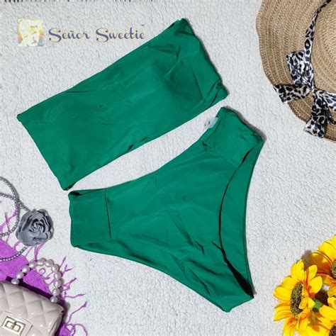 Se Or Sweetie Mall Pull Out Dark Green Tube Top Highwaisted Bikini
