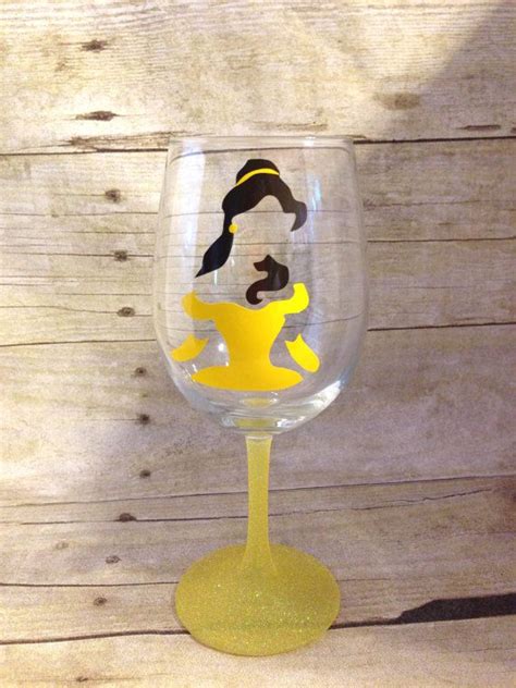 Belle Glitter Wine Glass Disney Inspired Belle Glitter Beauty And