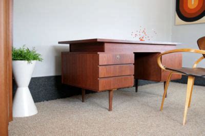 Mid Century Danish Modern Teak Executive Desk Table Eames Era