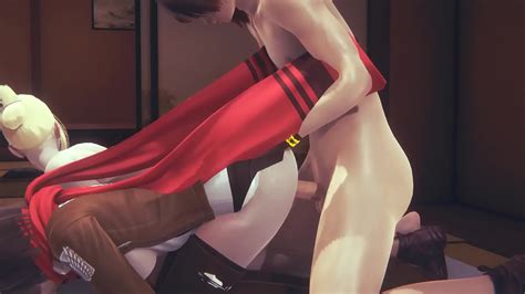 Hingeki no kyojin Hentai Annie Leonhart en un trío con Mikasa Japonés asiático manga anime