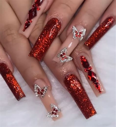 Pin On Quick Saves Quinceanera Nails Red And Gold Nails Red Acrylic