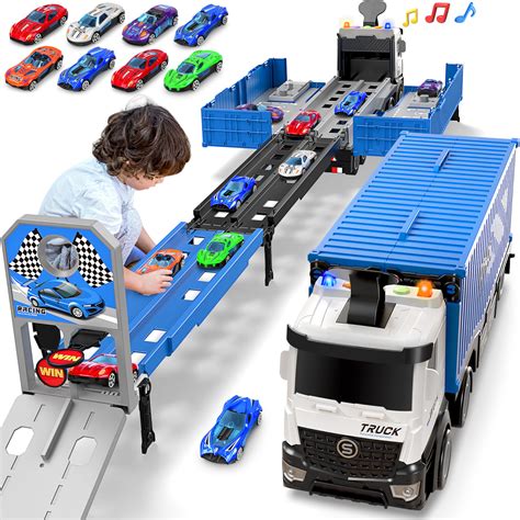 carrier truck race track toddlers toys foldable  layer car race track