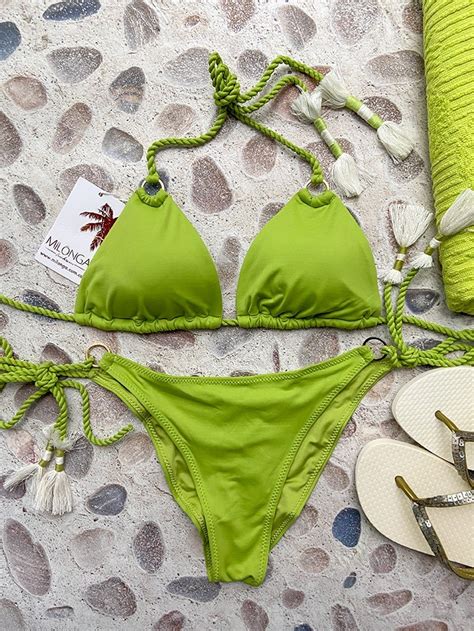 Triangle Bikini Macrame Pistachio By Milonga