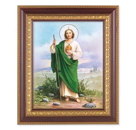 St Jude Cherry Gold Framed Art The Catholic Shop