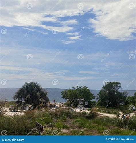 Vue De Coucher Du Soleil De Sud-ouest De La Floride, Plages Image stock