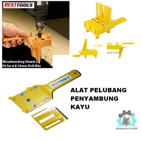 Dowel Jig Alat Pelubang Dowel Penyambung Kayu Papan Kayu Plywood Drill