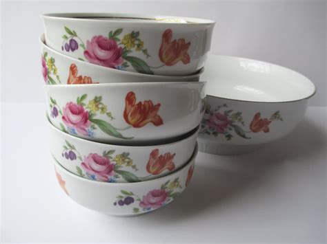 Vintage Henneberg Porzellan Floral Salad Set of Six by jenscloset