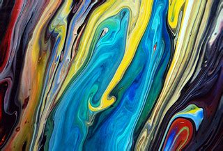 Flowing Yellow Into Blue Fluid Painting | This is a close up… | Flickr