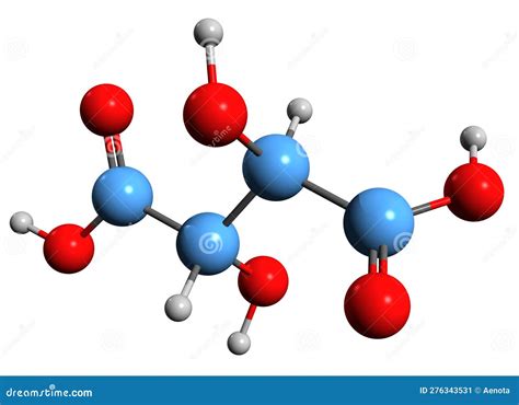 3D Image of Tartaric Acid Skeletal Formula Stock Illustration ...