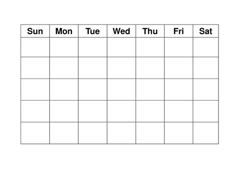 Printable days of week calendar