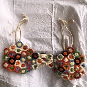 Bohemian Crochet Top Floral Bikini Retro Colorful Bikini Crochet Bikini Top Daisy Bikini Top
