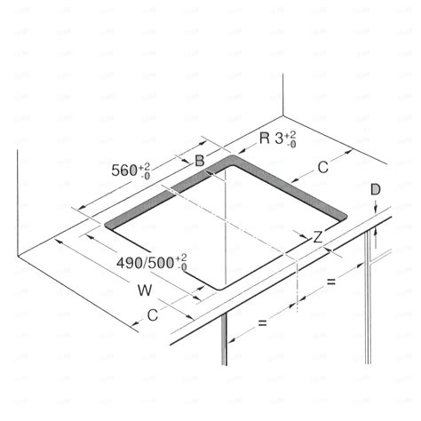 Индукционная варочная панель Bosch PUC631BB5E - схема встраивания 1 для ...