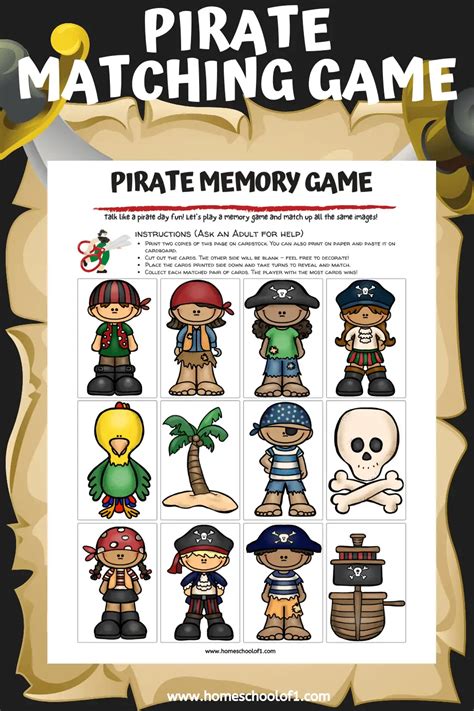 Pirate Memory Game Free Printable