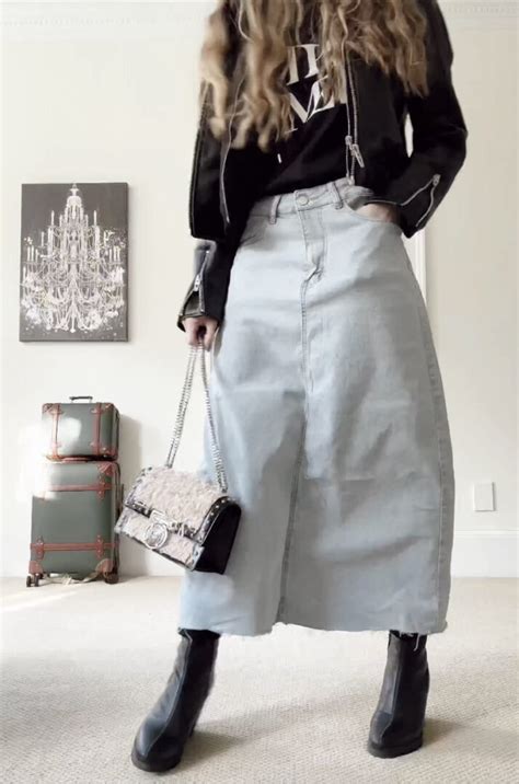 8 Ways To Wear A Long Denim Skirt Dancing Mama Style