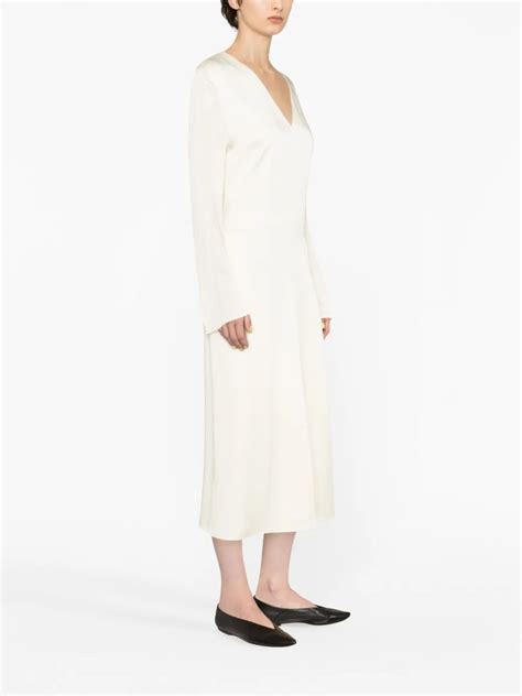 Jil Sander Side Slit Satin Midi Dress In Nude ModeSens