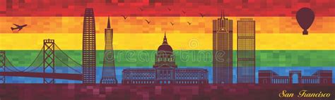 San Francisco On Lgbt Flag Background Stock Vector Illustration Of