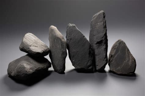 Premium Photo Basalt Hot Stones Arranged On A Grey Backdrop