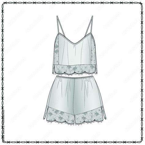 Women S Lingerie Editable Fashion Flat Sketch For Creating New Designs Mockup Stock Vector