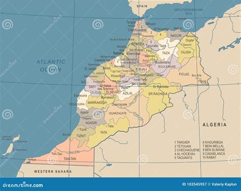 Mapa De Marruecos Ejemplo Del Vector Del Vintage Stock De Ilustración