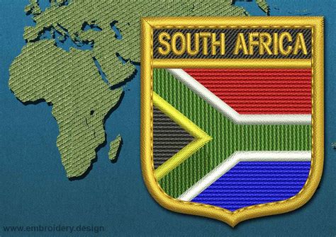 Design Embroidery Flag Of South Africa Shield With Gold Trim By Embroidery Design