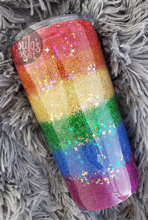 Pride Glitter Tumbler Rainbow Glitter Tumbler Pride Etsy Glitter