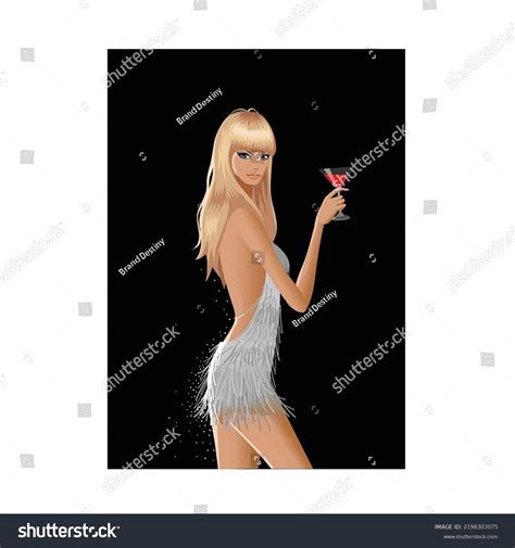 Sexy Blonde Woman Glass Wine Pop Stock Vector Royalty Free 2198303075 Shutterstock
