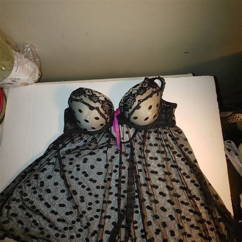 Unknown Intimates Sleepwear Womens Black Sheer Short Lingerie Sexy Built In Bra Nightgown