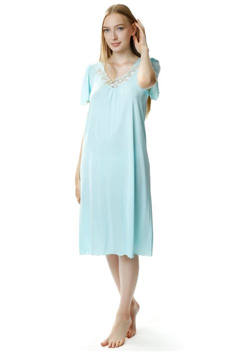 Koszula nocna damska Beatriz za kolano Kolor Miętowy Rozmiar 56 Mewa Lingerie Moda