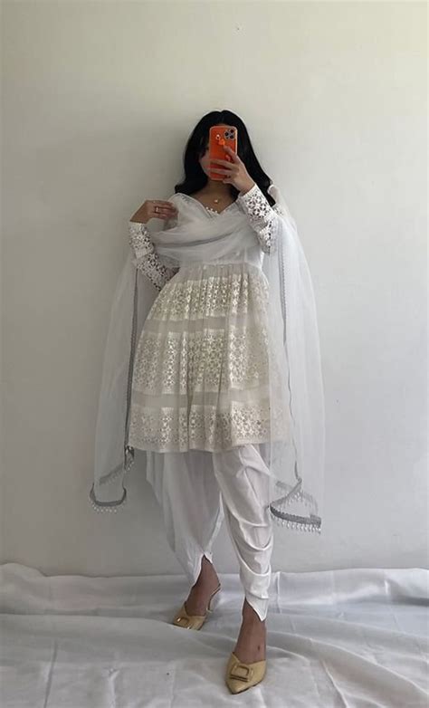 White Punjabi Dhoti Salwar Kameez With Heavy Embroidery Work Etsy