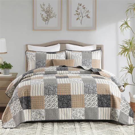 PANGUSHAN 100% Cotton Quilt King Size, King Quilt Bedding Set Quilted