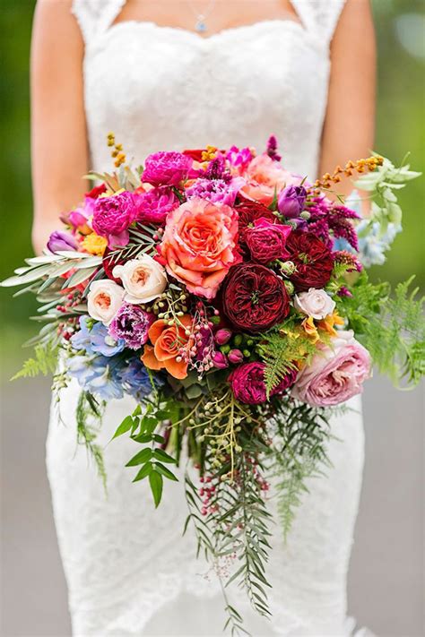 rainbow  pretty  chic colorful bridal bouquets onefabdaycom