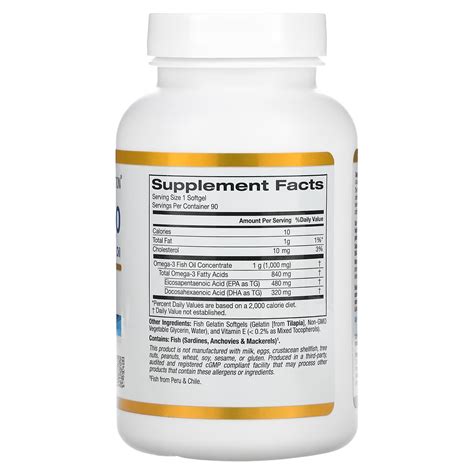 California Gold Nutrition, Омега-3 800 мг, Рыбий жир фармацевтического ...