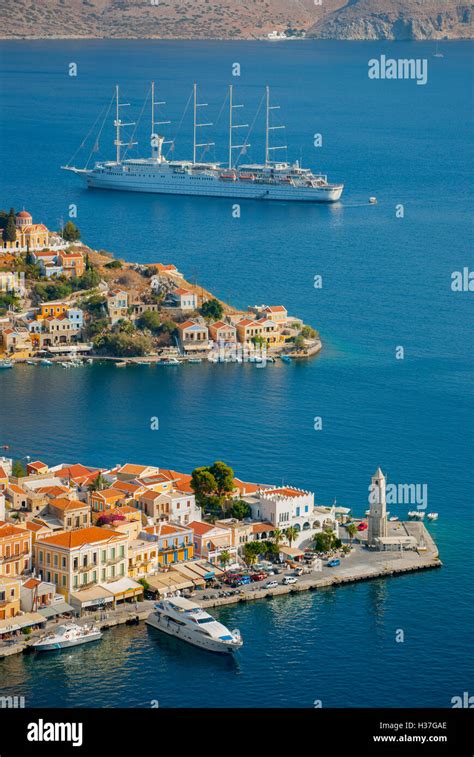 The View From The Castro Kastro In Symi Greece Looking Down In To