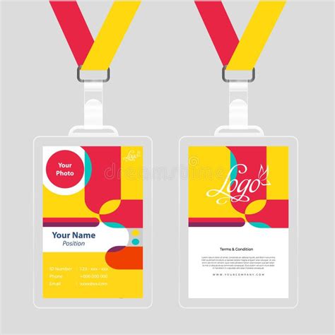 Red And Yellow Abstract Design Id Cards Template Stock Vector
