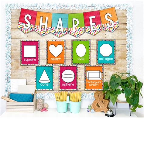 Printable Shape Posters And Charts Confetti Rainbow Classroom Decor 2d