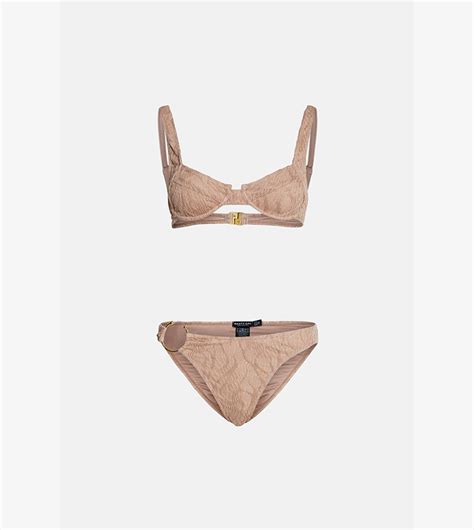 Buy Warehouse Wave Textured Underwire Ring Bikini Set In Tan Thstreet Uae
