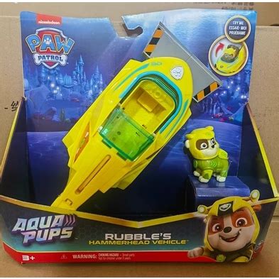 Paw Patrol Aqua Pups Rubble Transforming Hammerhead Shark Vehicle With