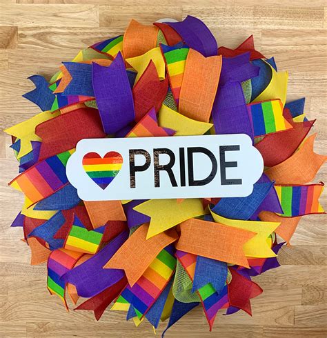 Rainbow Wreath Pride Month Decor Lgbtq Gay Pride Wreath Etsy