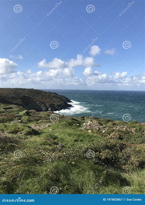 cornish coastal blue cornwall england stock image image  tourism