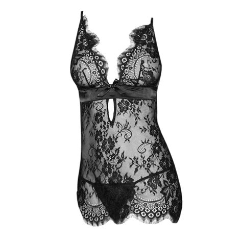 Jual L1186 Lingerie Chemise Hitam Transparan Tali Pita Ikat Belakang Shopee Indonesia