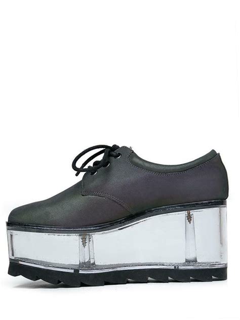 Yru Qloud 2091 Reflective Clear Compartment Gothic Punk Rave Platforms