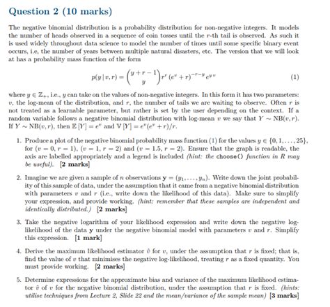 Solved The Negative Binomial Distribution Is A Probability