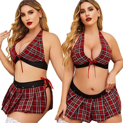 Plus Size Schoolgirl Cosply Sexy Lingerie Adult Roleplay Costume Fancy Skirt USA EBay