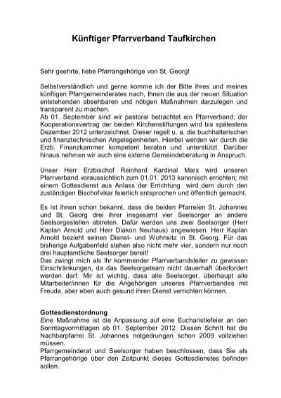 Künftiger Pfarrverband Taufkirchen Pfarrei St Georg