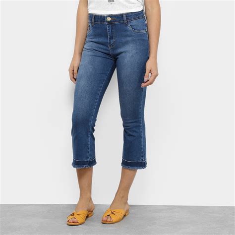 Calça Jeans Cropped Zamany Estonada Feminina Zattini